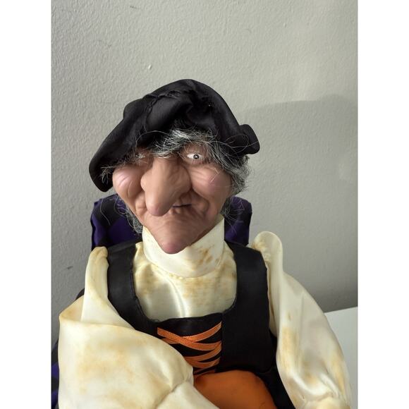 Gemmy Industries Vtg 1995 Halloween Witch Chair Cat Animated Lights Sounds Works - Picture 2 of 7